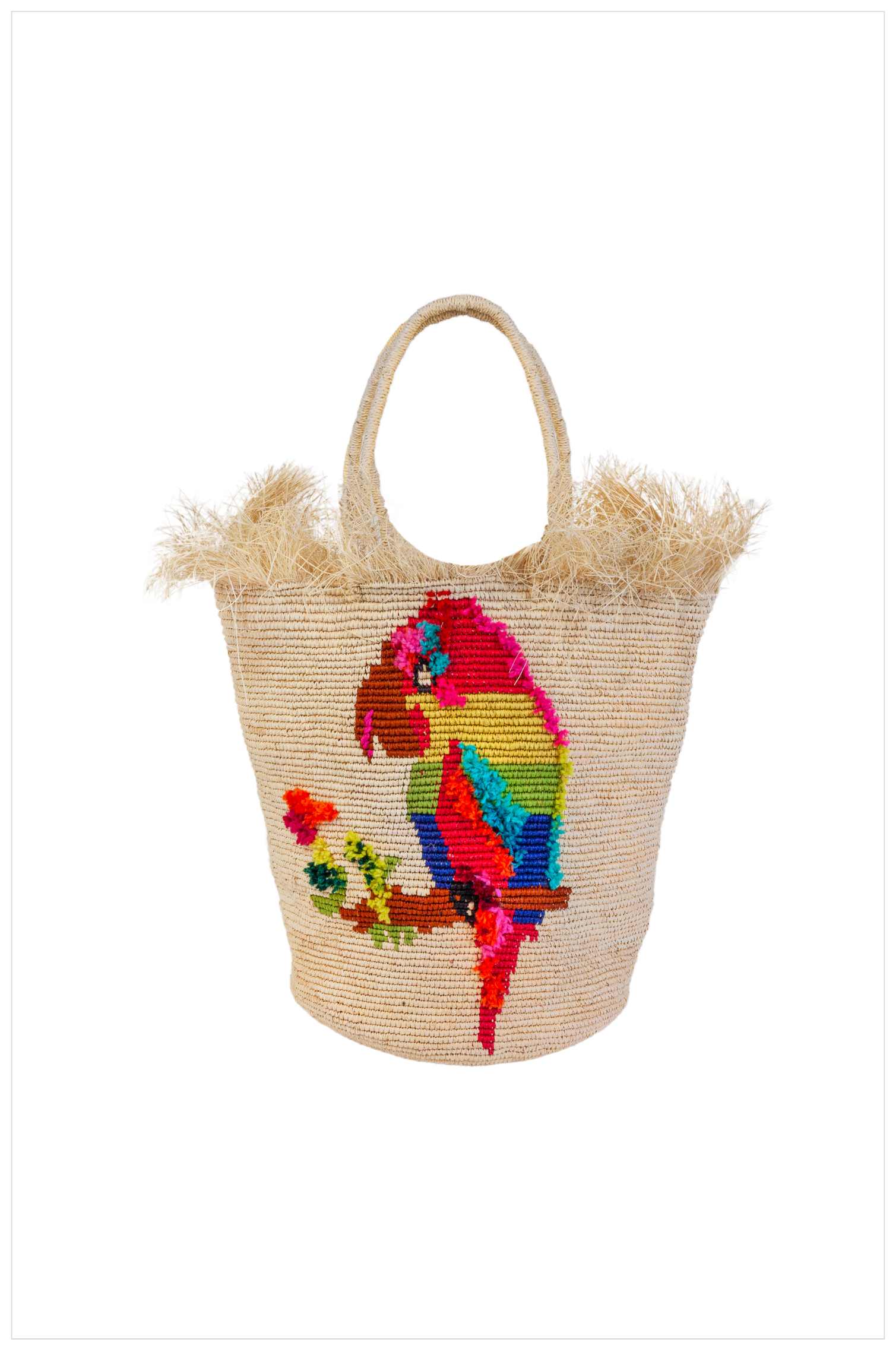 PLAYFUL PARROT CROCHET PANAMA BAG