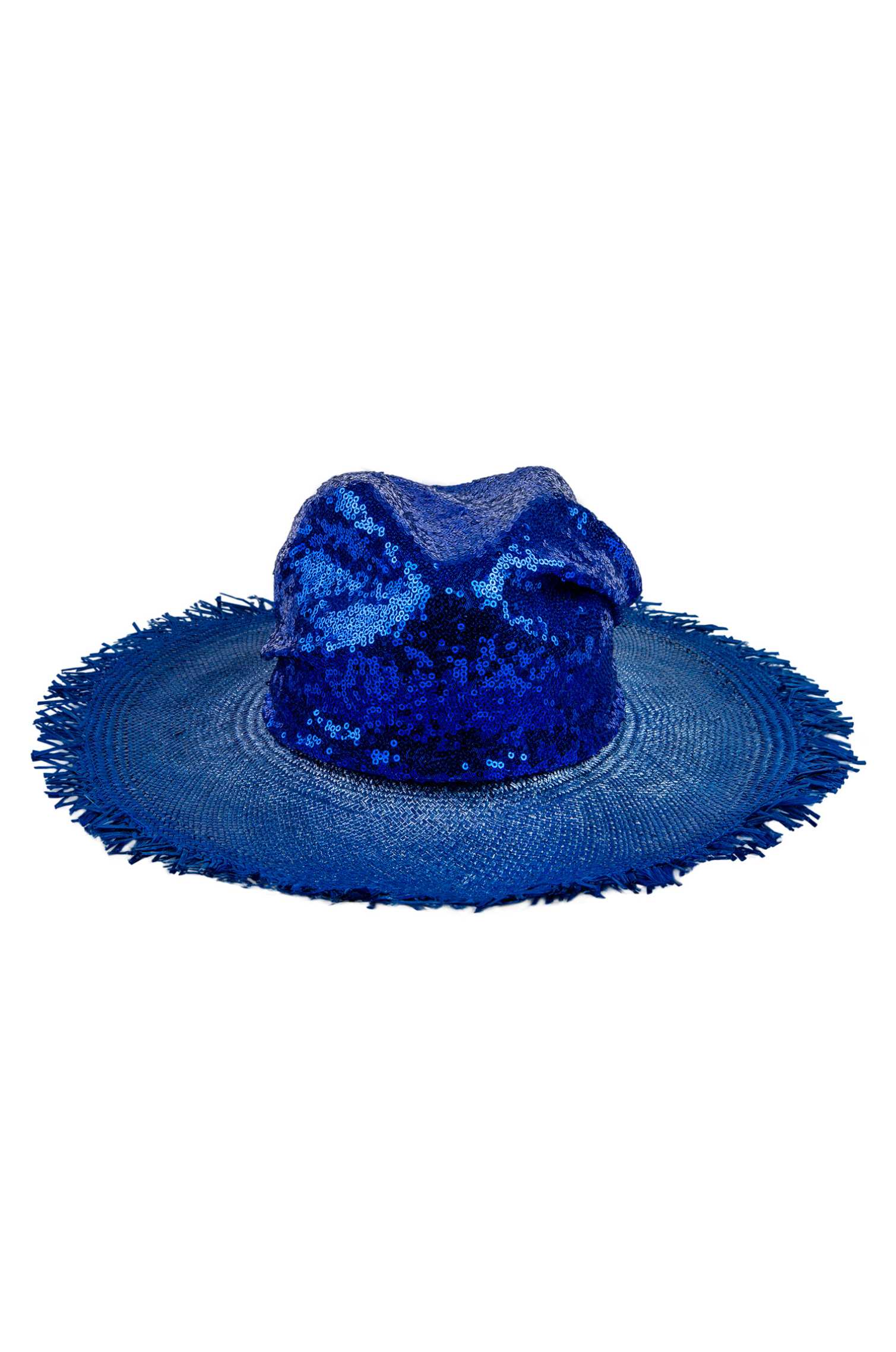 BLUE SEQUINS PANAMA HAT