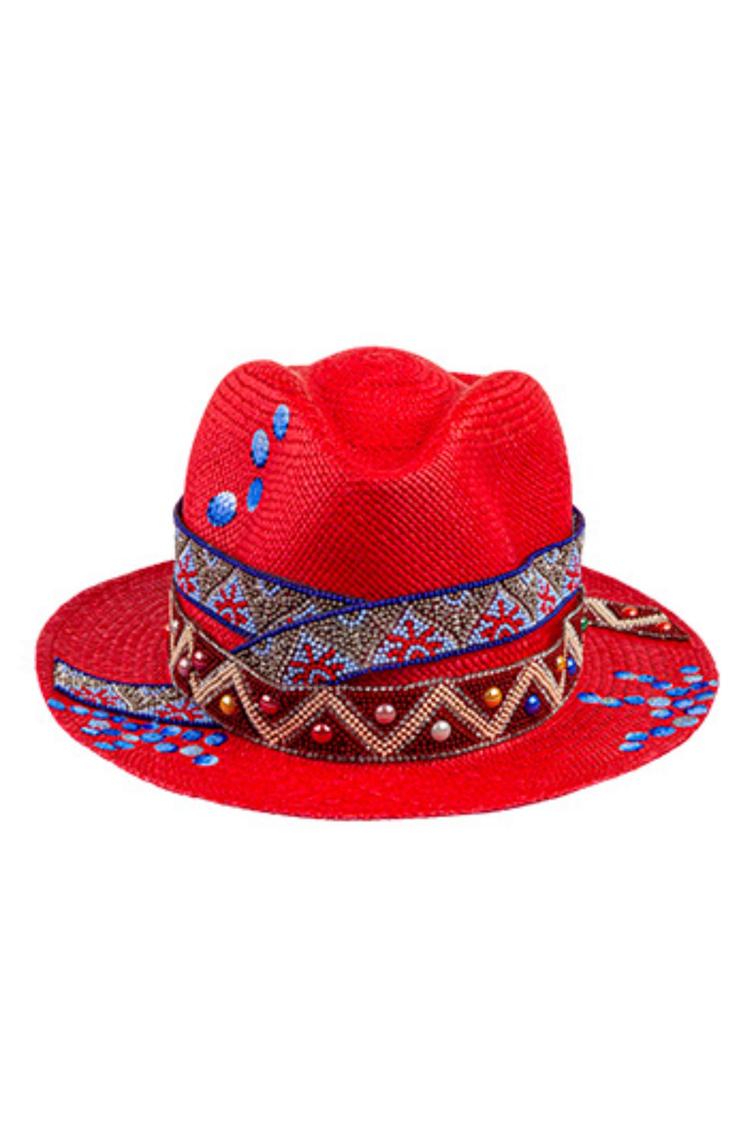 RED GLOSSY BUBBLES PANAMA HAT