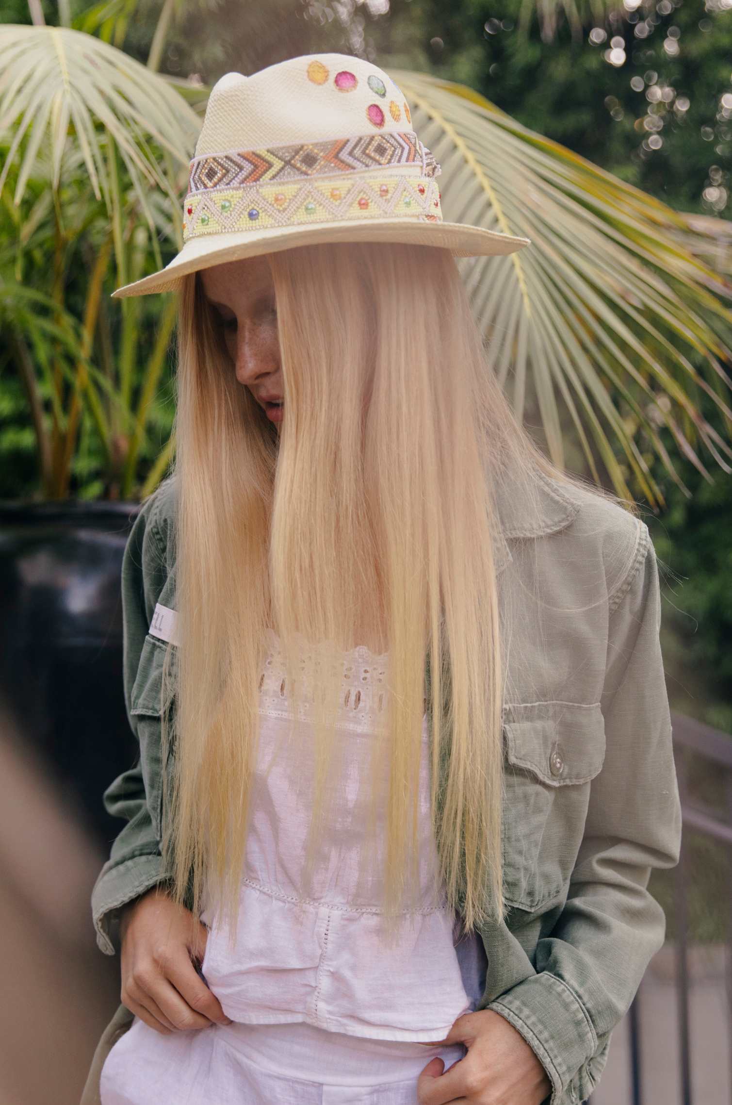 YELLOW GLOSSY BUBBLES PANAMA HAT