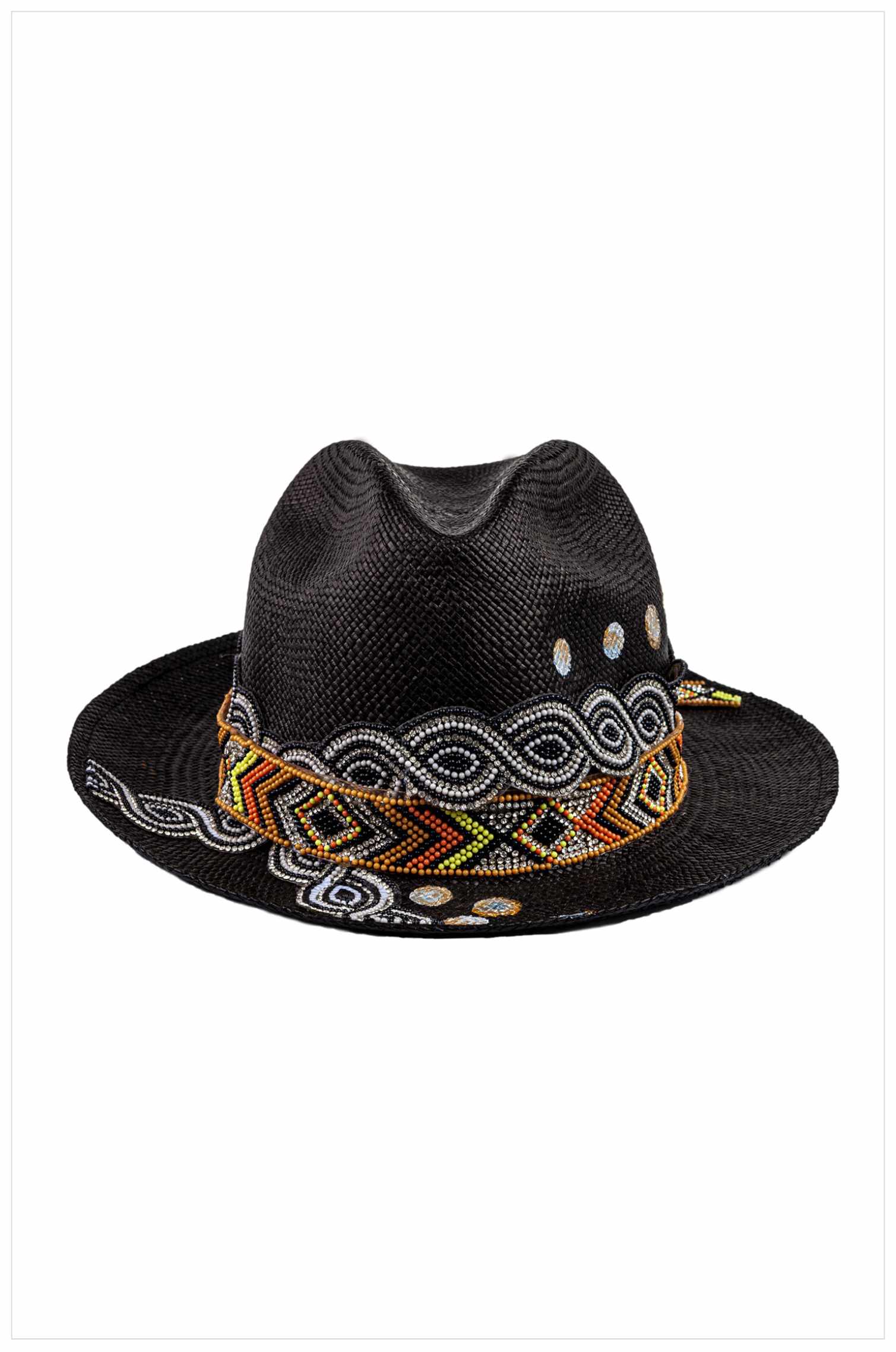 BLACK GLOSSY BUBBLES PANAMA HAT