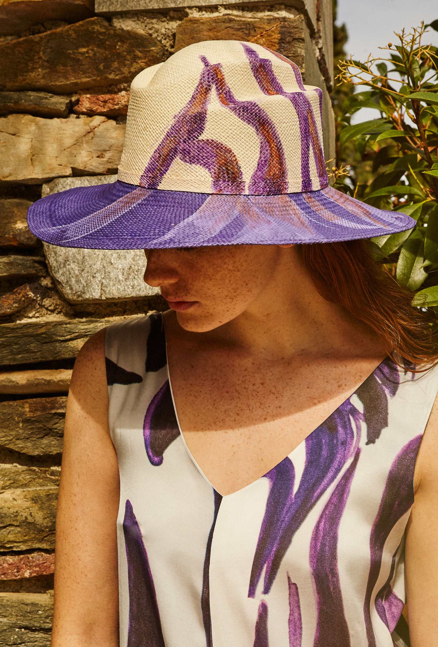 Violet zebra  Panama hat