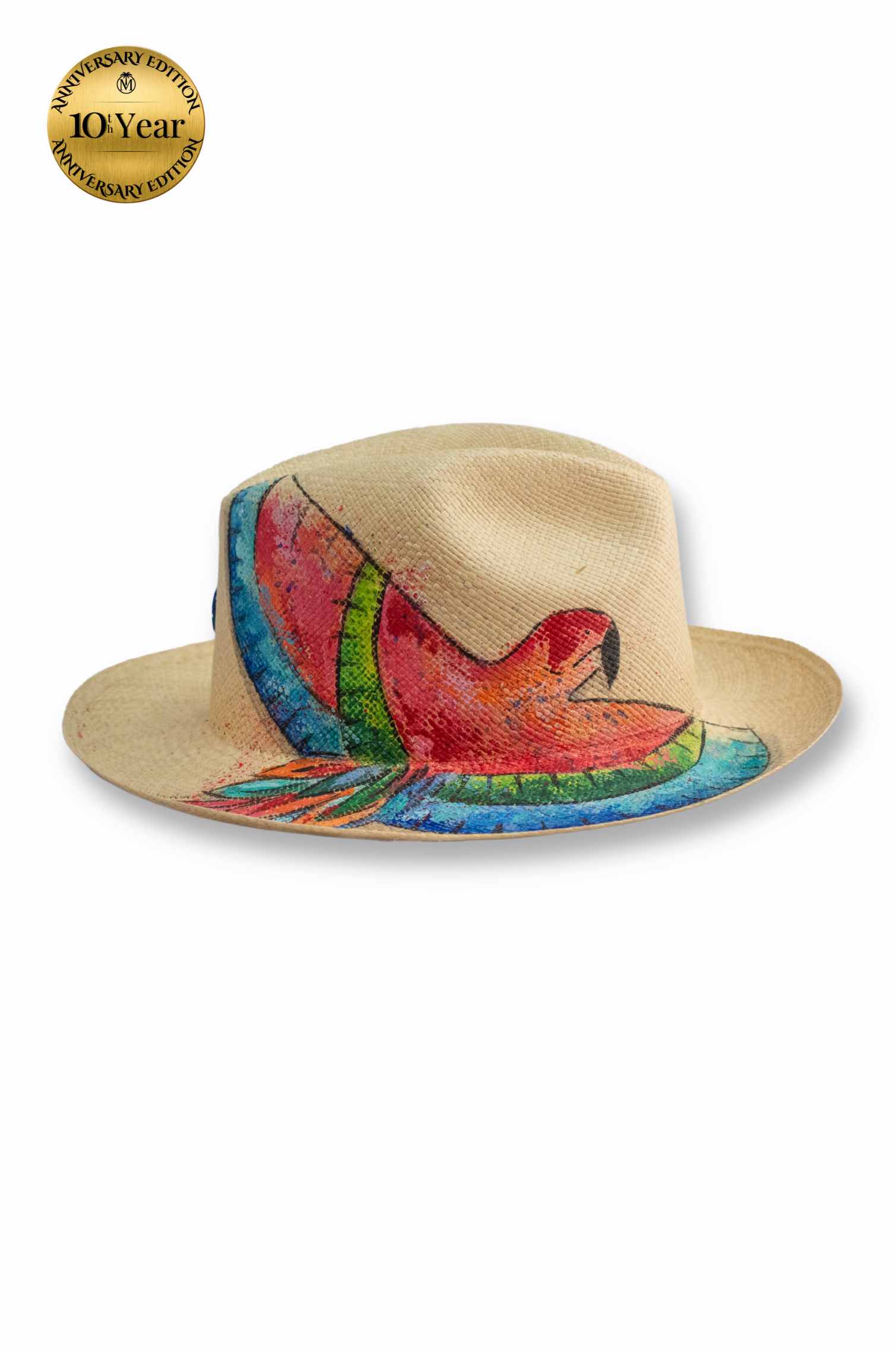 Scarlet macaw melody Panama hat