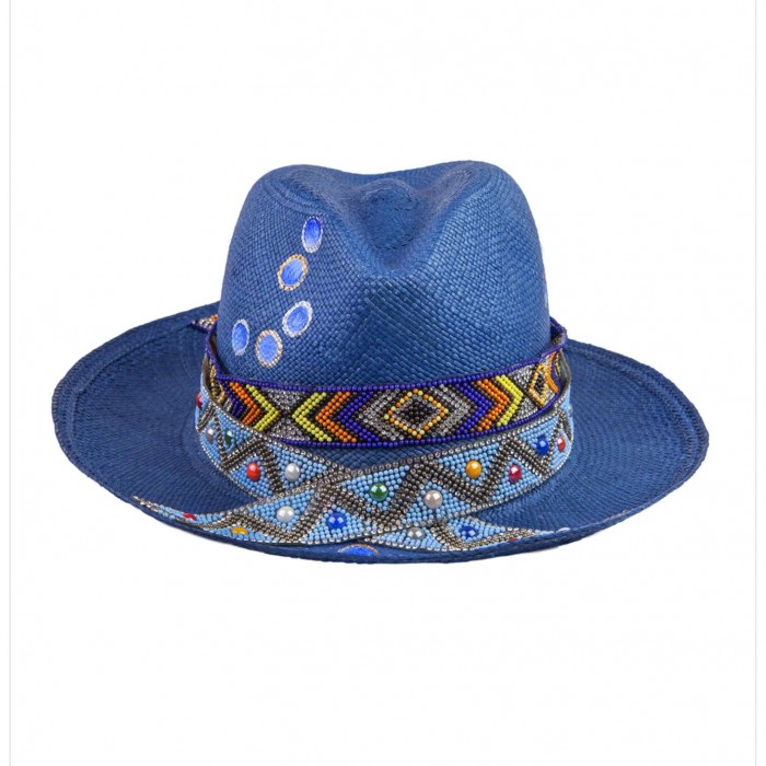 BLUE GLOSSY BUBBLES PANAMA HAT