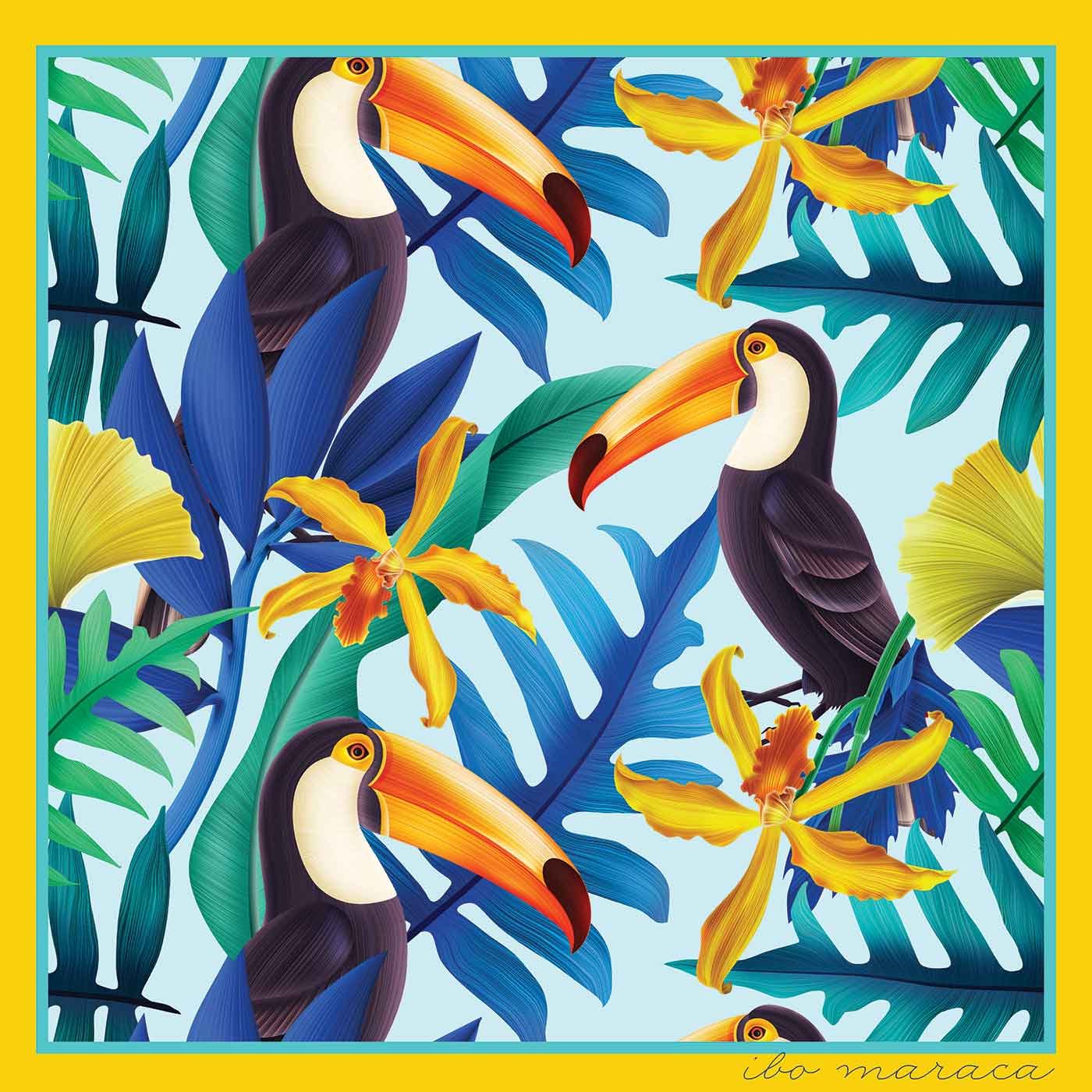 TOUCAN TWILL SILK SCARF 