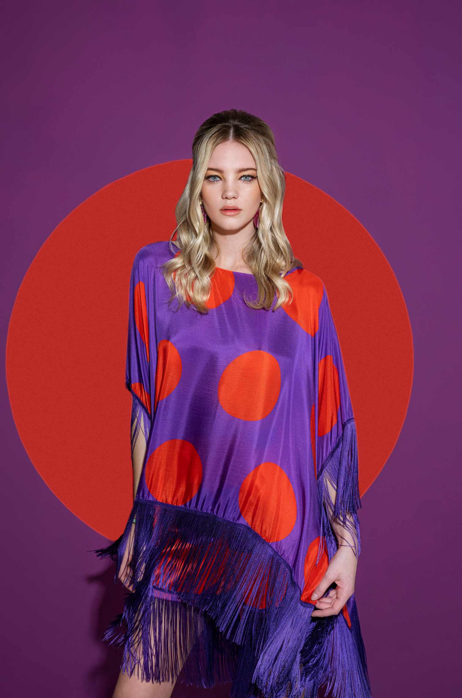 SPOT IN PURPLE 60’s SILK PONCHO