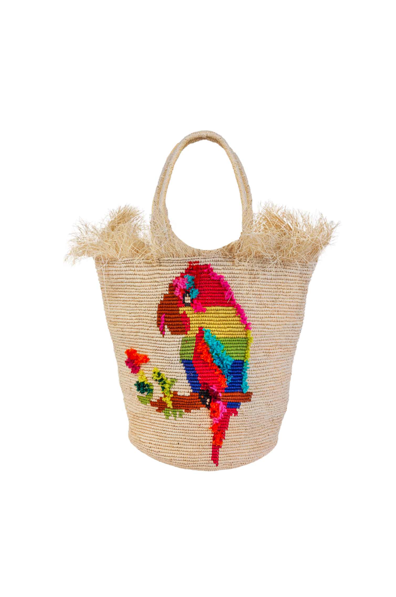 PLAYFUL PARROT CROCHET PANAMA BAG