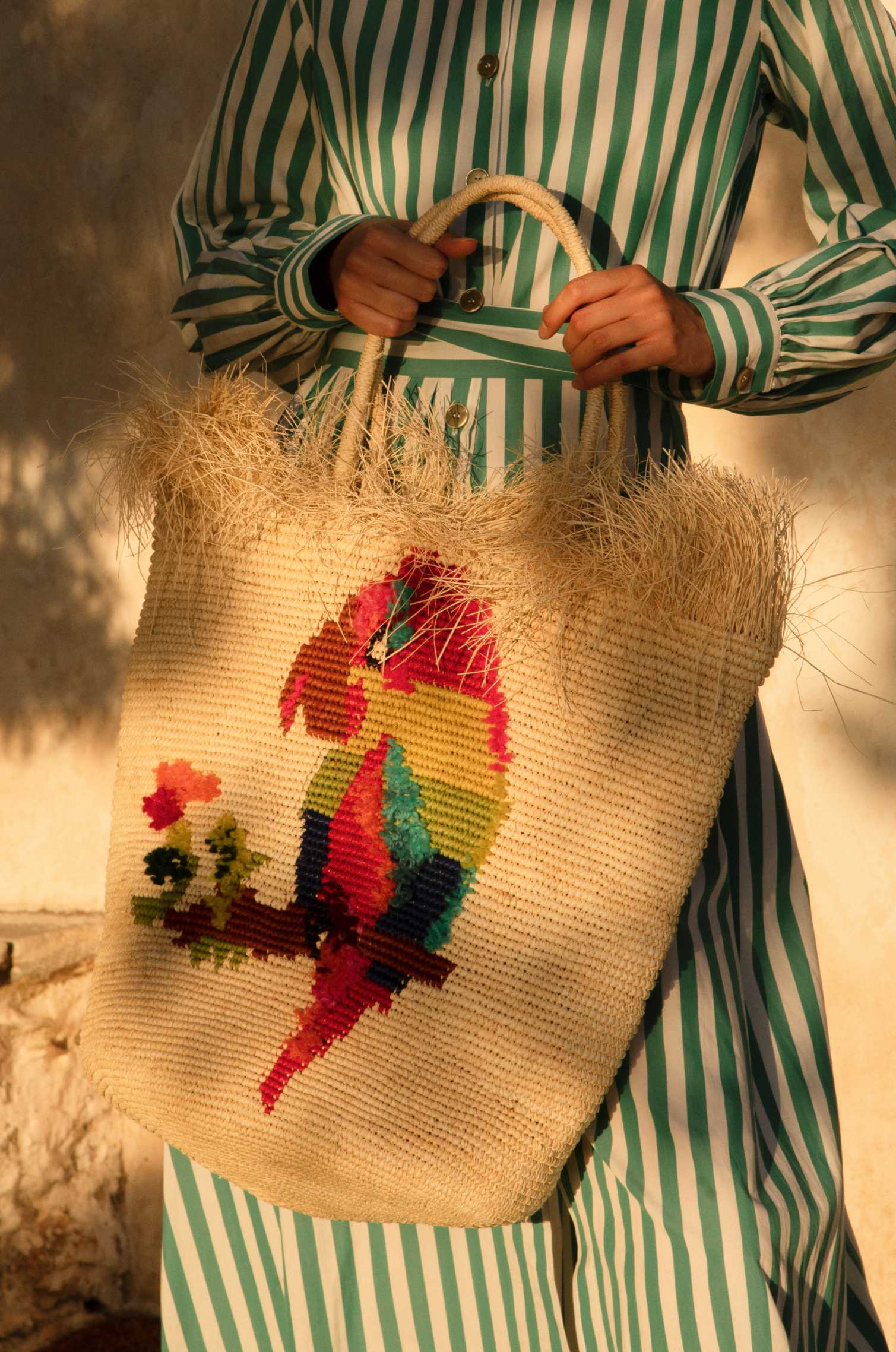 PLAYFUL PARROT CROCHET PANAMA BAG