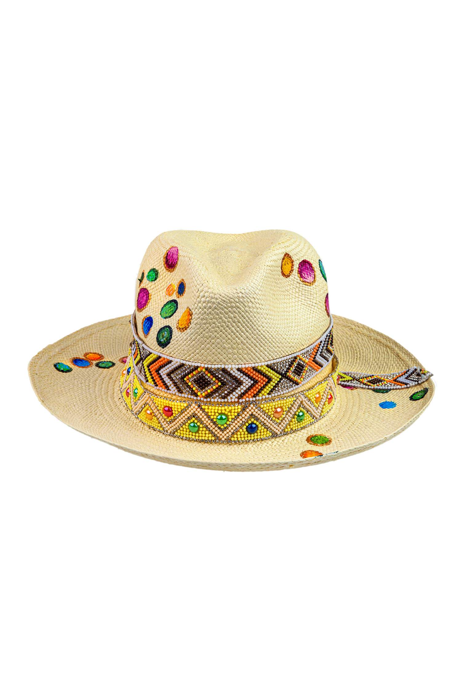 YELLOW GLOSSY BUBBLES PANAMA HAT