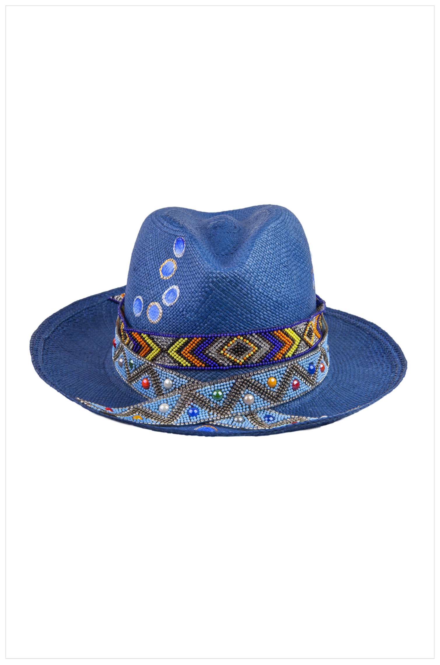 BLUE GLOSSY BUBBLES PANAMA HAT