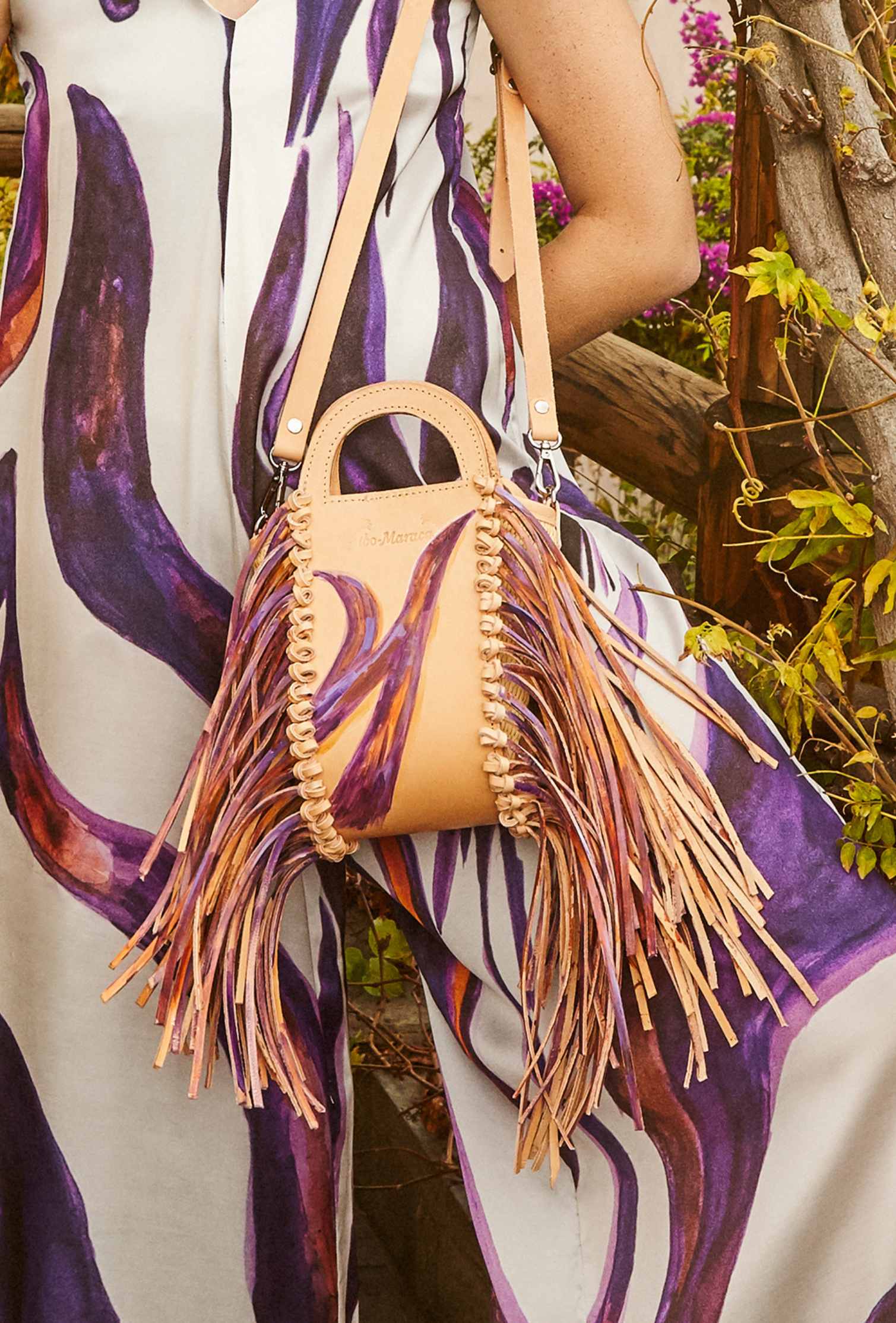 Violet zebra leather bag