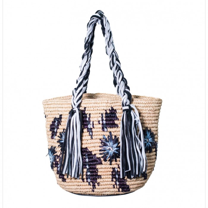 STRIPES OF TRIO CROCHET PANAMA BAG