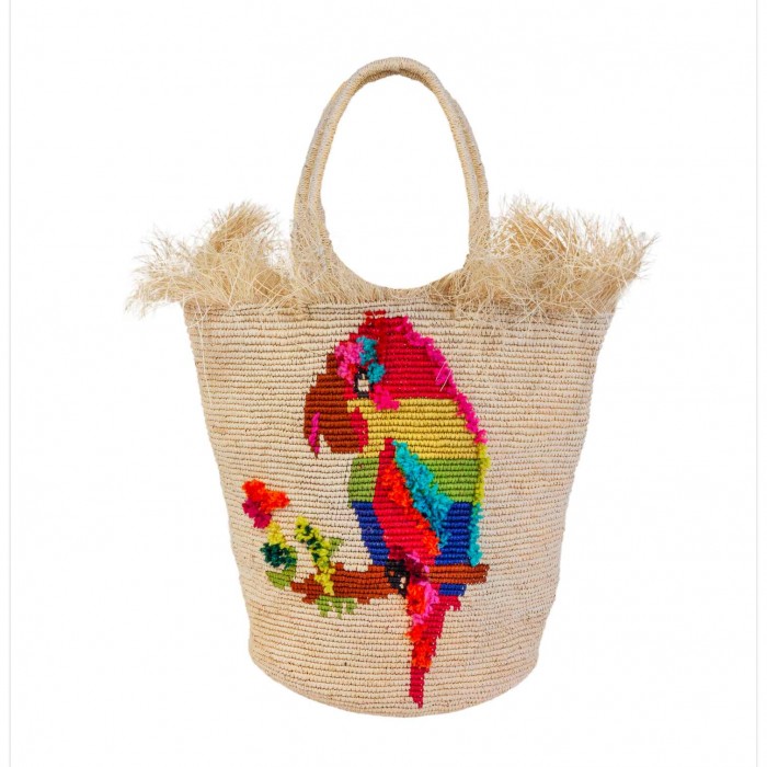 PLAYFUL PARROT CROCHET PANAMA BAG