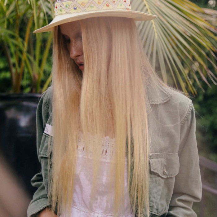 YELLOW GLOSSY BUBBLES PANAMA HAT